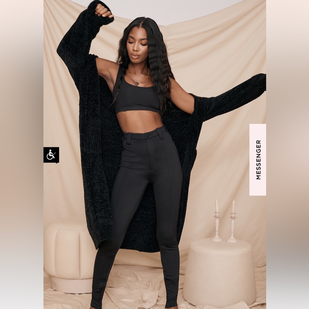 Celine Black Chenille Slouchy Cardigan